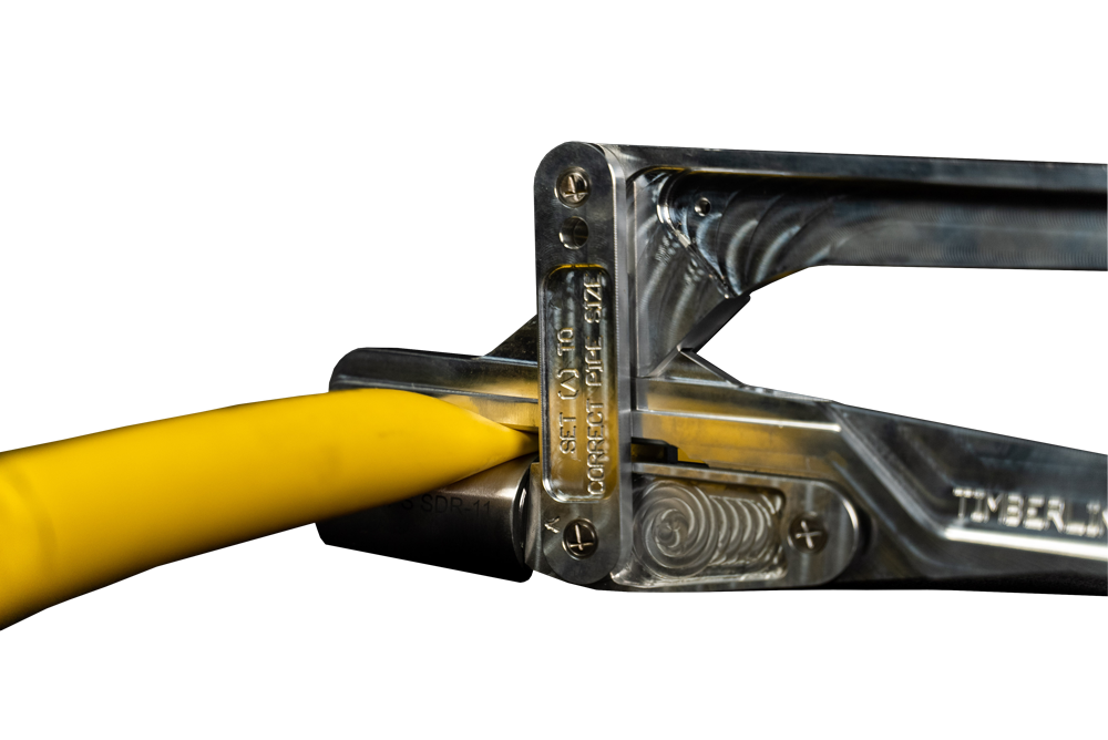 Timberline Tool TC1-S allows one person to squeeze-off PE pipe in one simple operation.